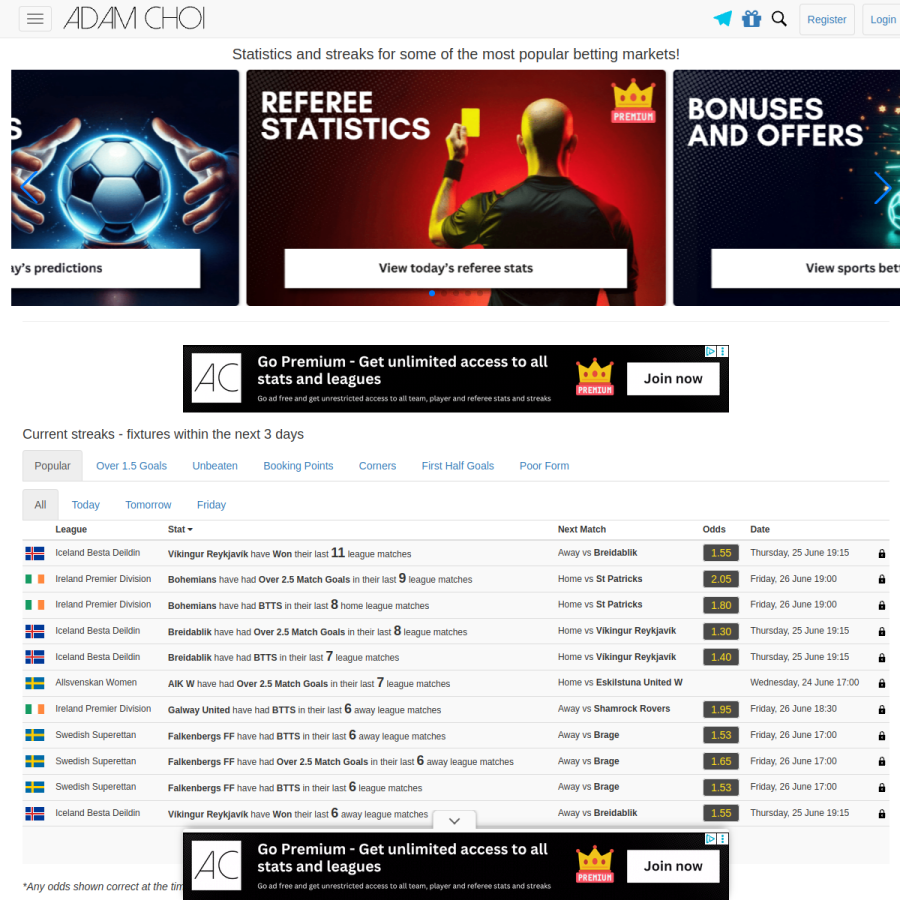 adamchoi.co.uk homepage screenshot