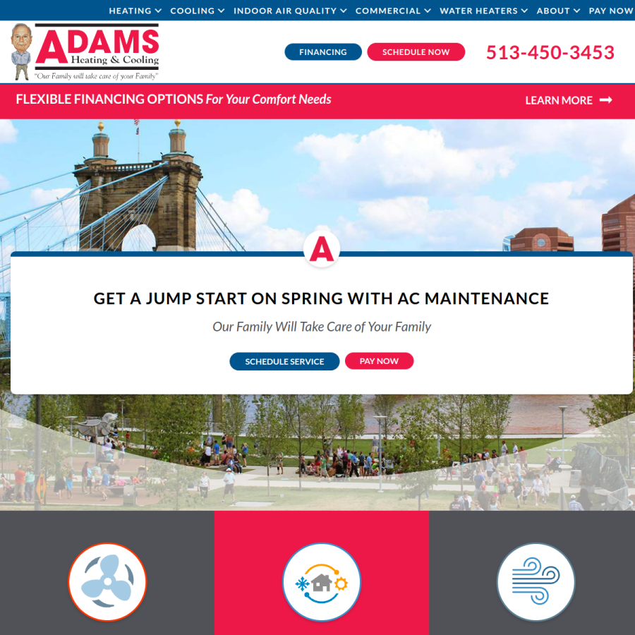 adamsheat.com homepage screenshot