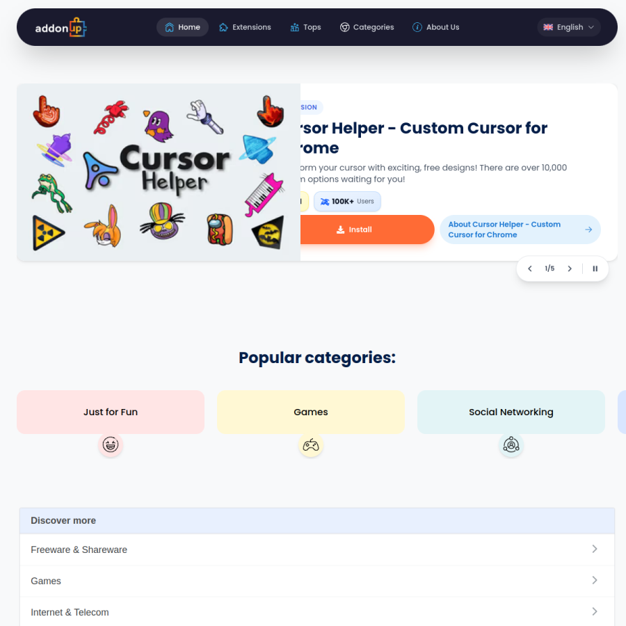 addonup.com homepage screenshot