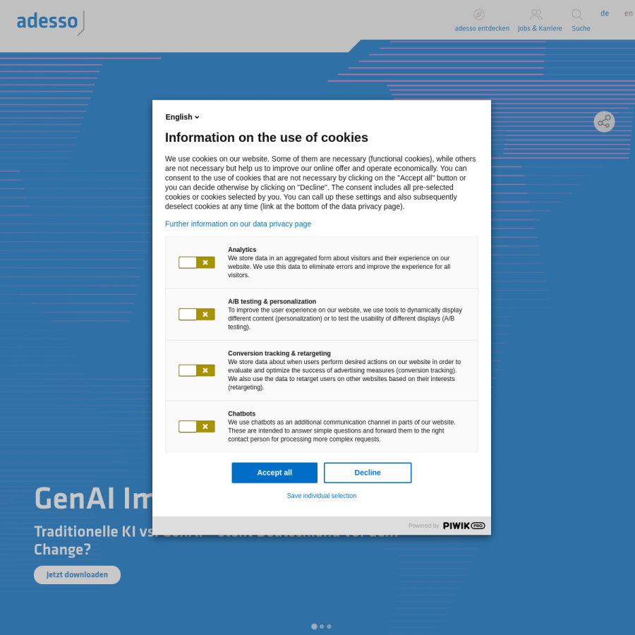 adesso.de homepage screenshot