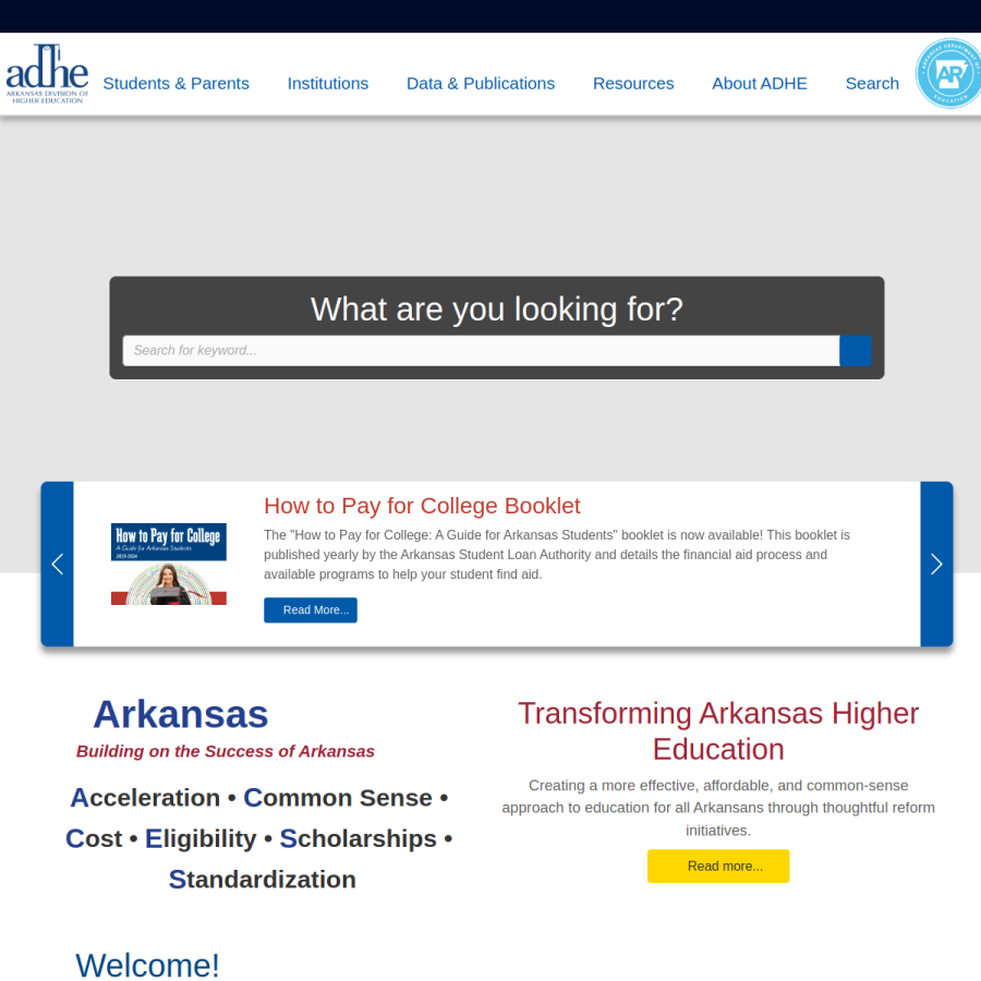 adhe.edu homepage screenshot