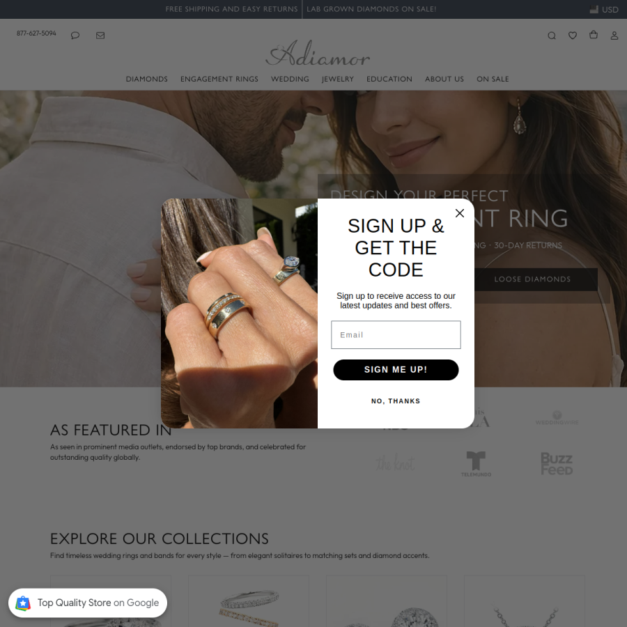 adiamor.com homepage screenshot