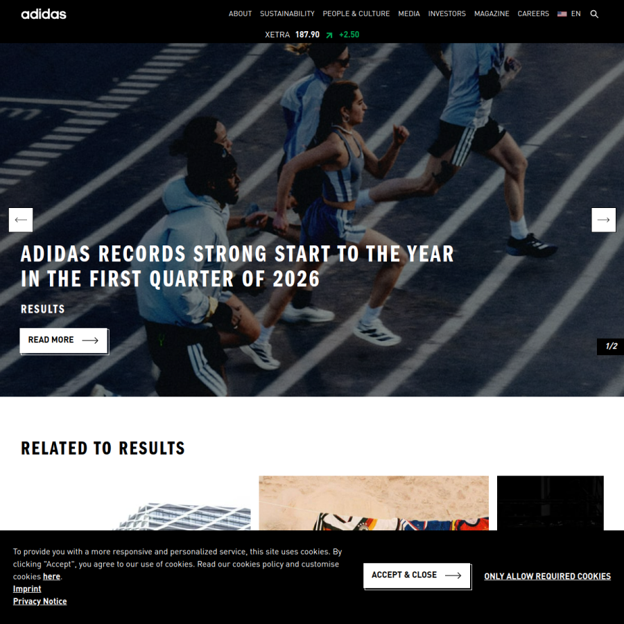 adidas-group.com homepage screenshot