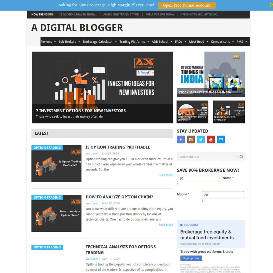 adigitalblogger.com homepage screenshot