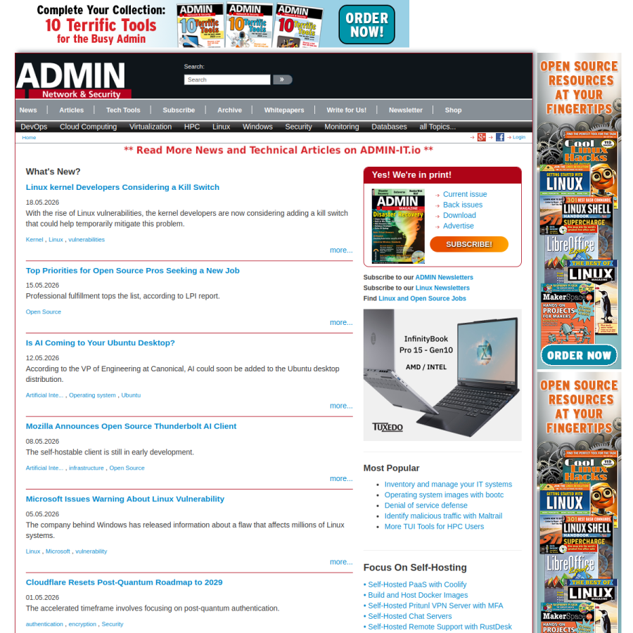 admin-magazine.com homepage screenshot