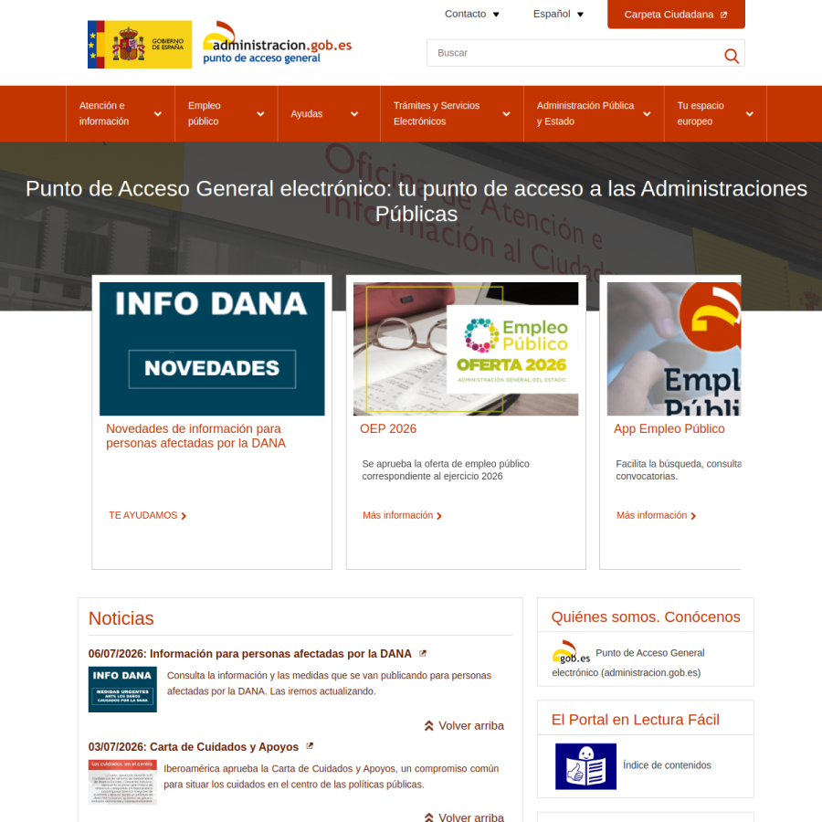 administracion.gob.es homepage screenshot