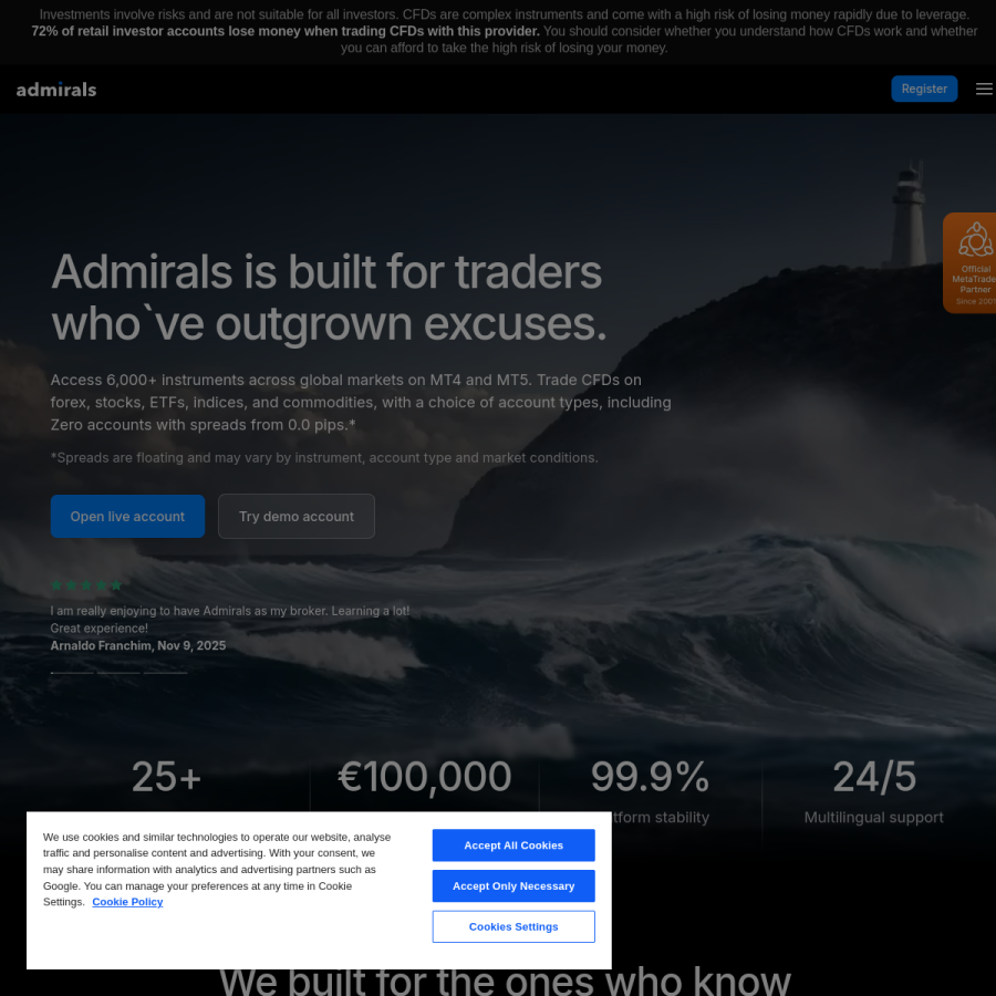 admiralmarkets.com homepage screenshot