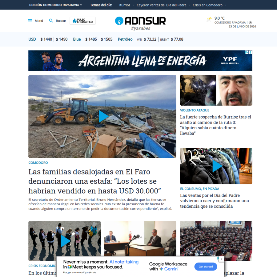 adnsur.com.ar homepage screenshot