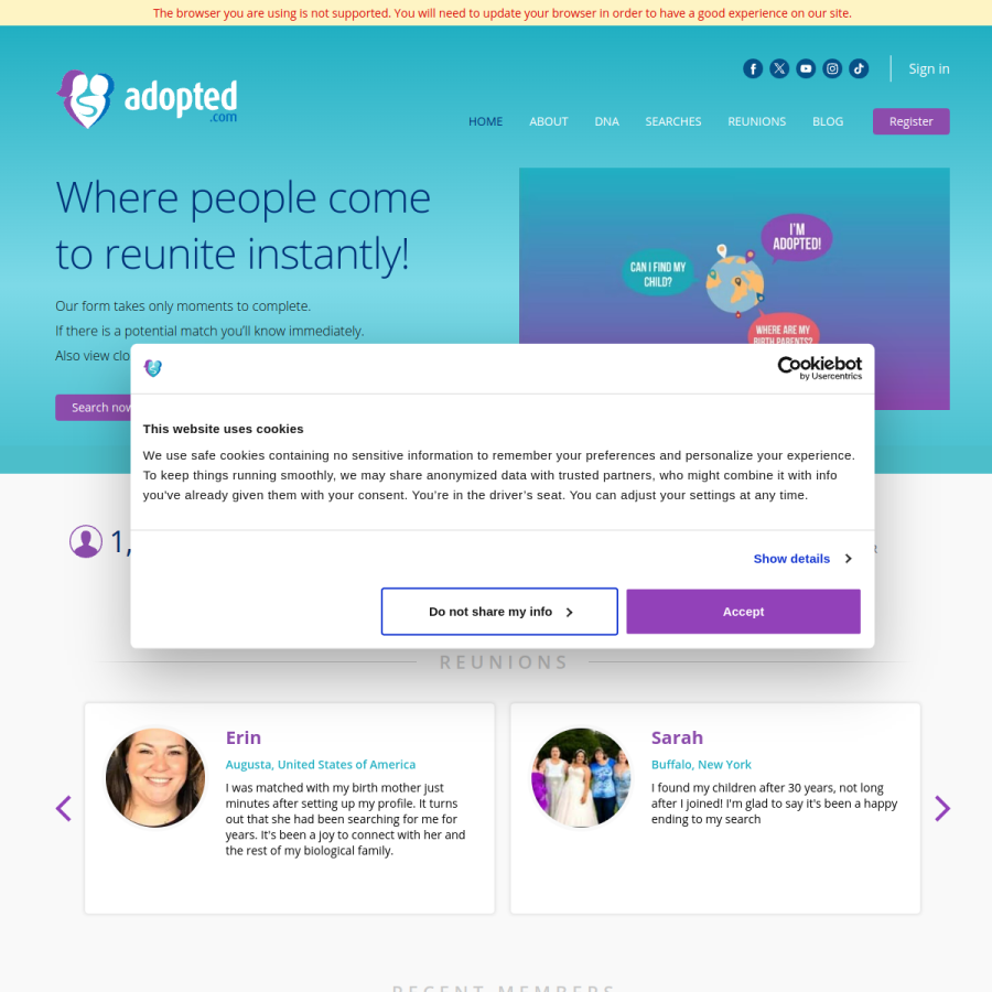 adopted.com homepage screenshot