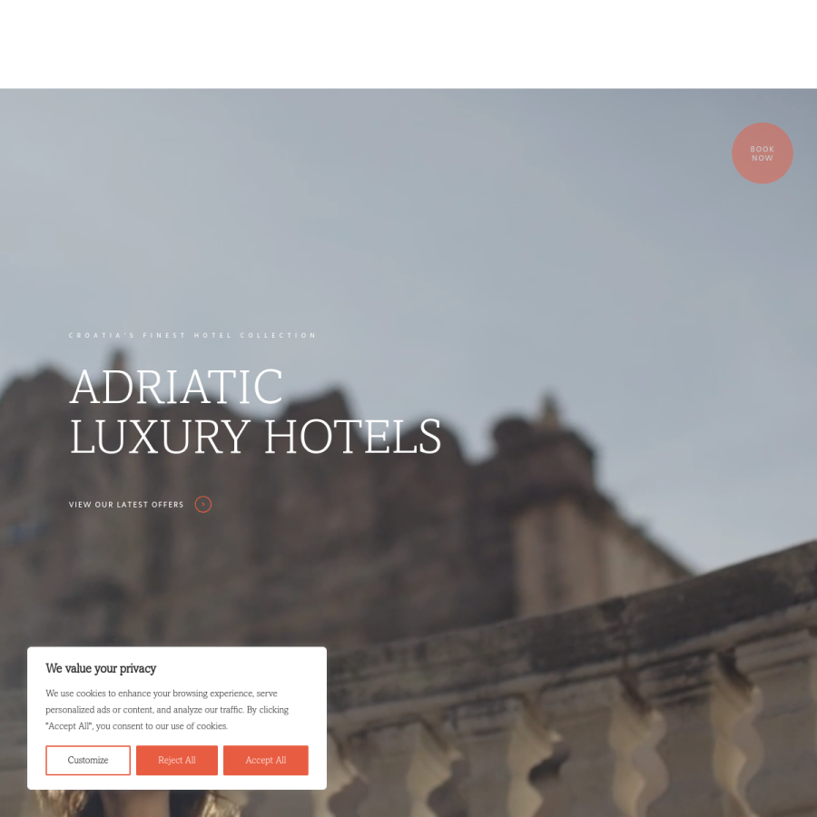 adriaticluxuryhotels.com homepage screenshot
