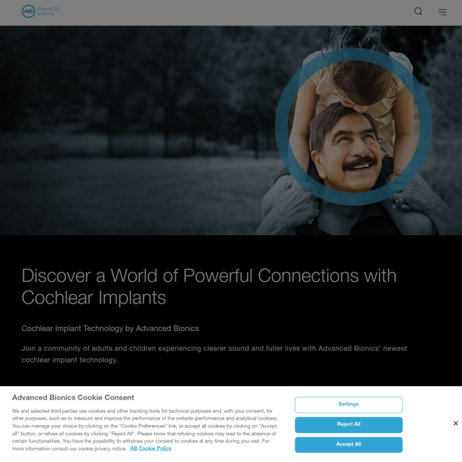 advancedbionics.com homepage screenshot