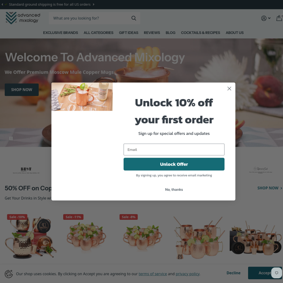 advancedmixology.com homepage screenshot