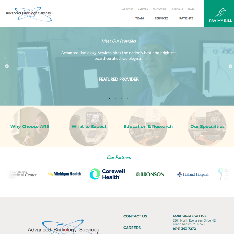 advancedrad.com homepage screenshot