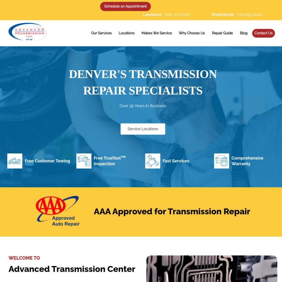 advancedtransmission.com homepage screenshot