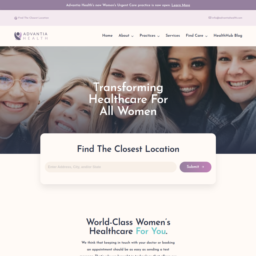 advantiahealth.com homepage screenshot