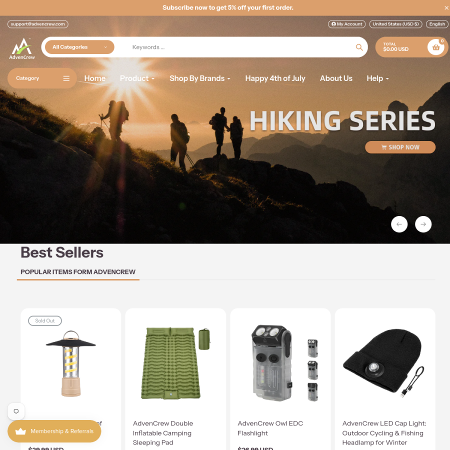 advencrew.com homepage screenshot