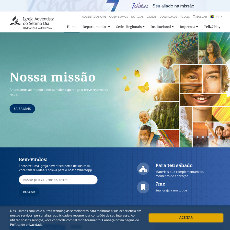 adventistas.org homepage screenshot