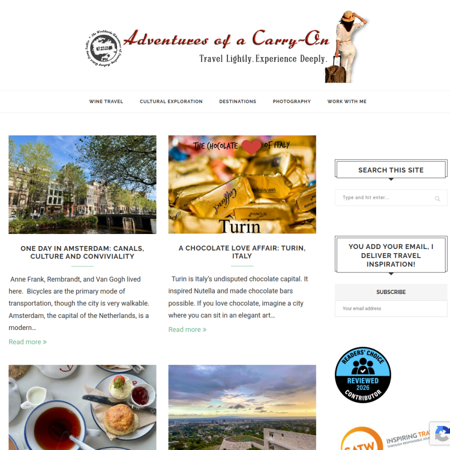adventuresofacarryon.com homepage screenshot