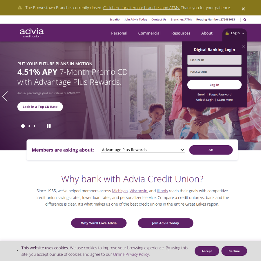adviacu.org homepage screenshot