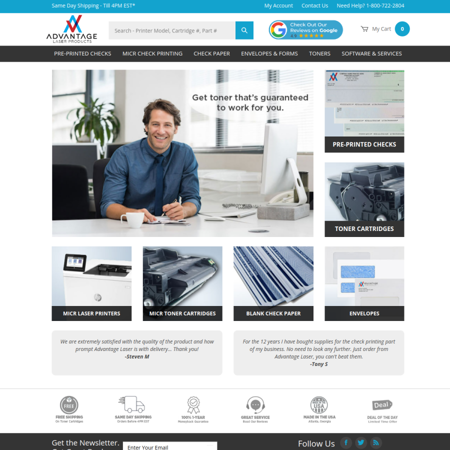 advlaser.com homepage screenshot