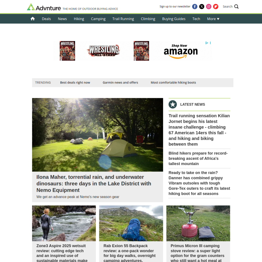 advnture.com homepage screenshot
