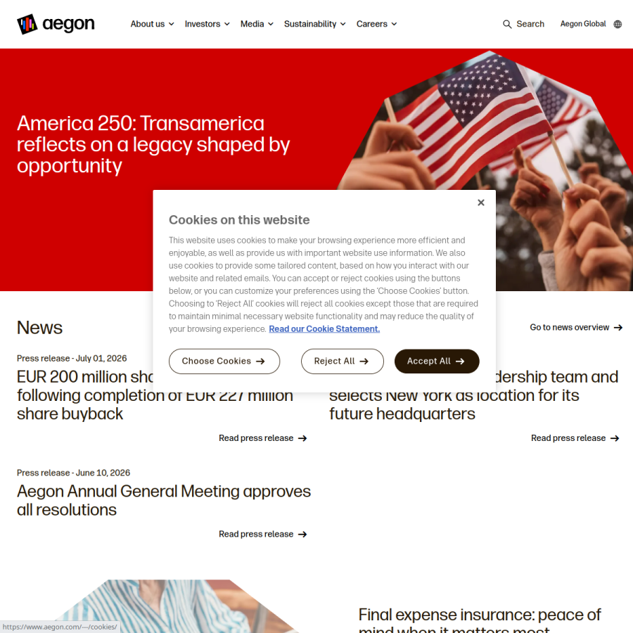 aegon.com homepage screenshot