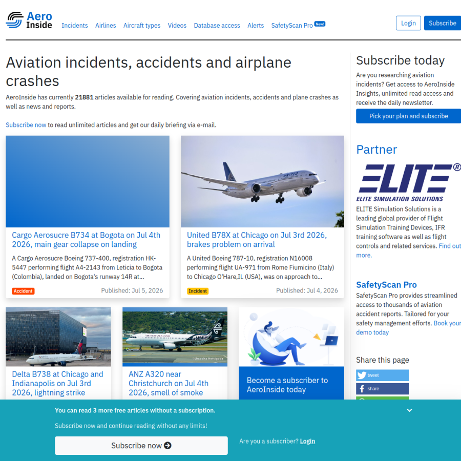aeroinside.com homepage screenshot