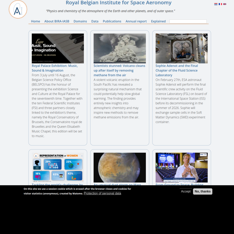 aeronomie.be homepage screenshot