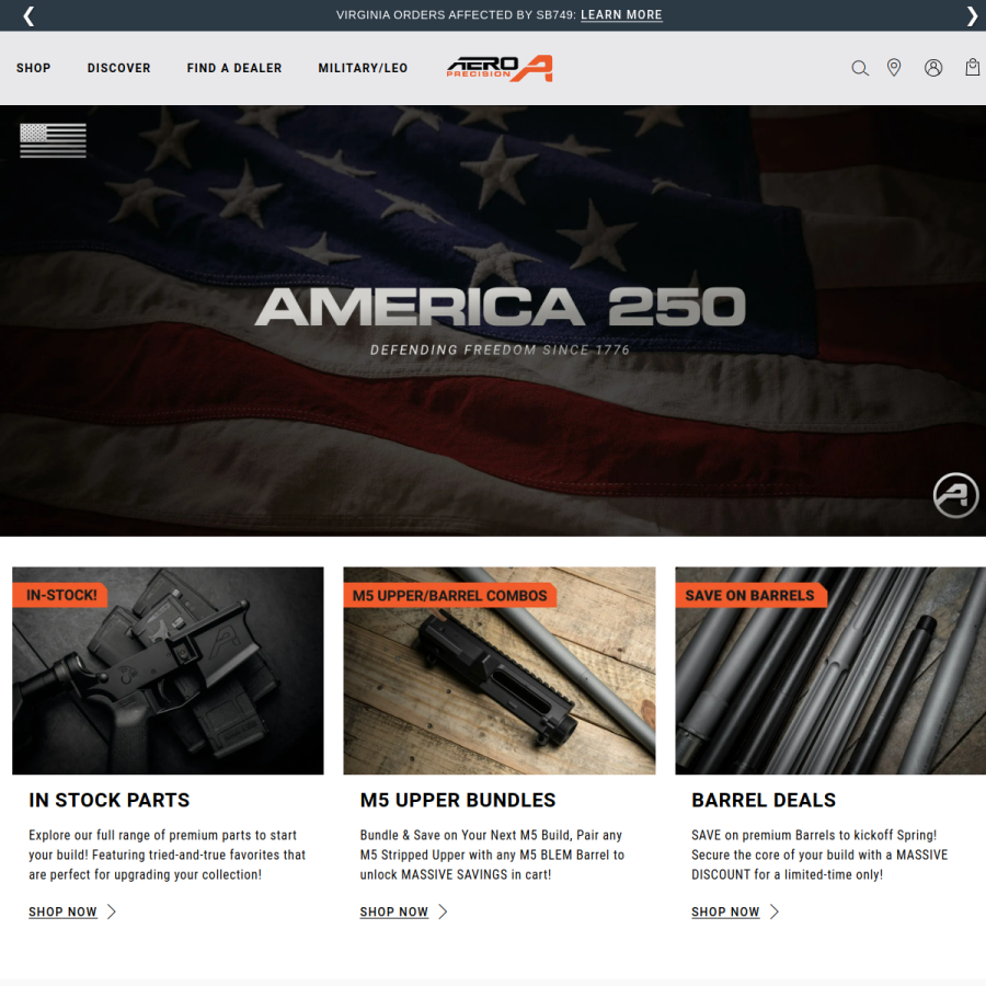 aeroprecisionusa.com homepage screenshot