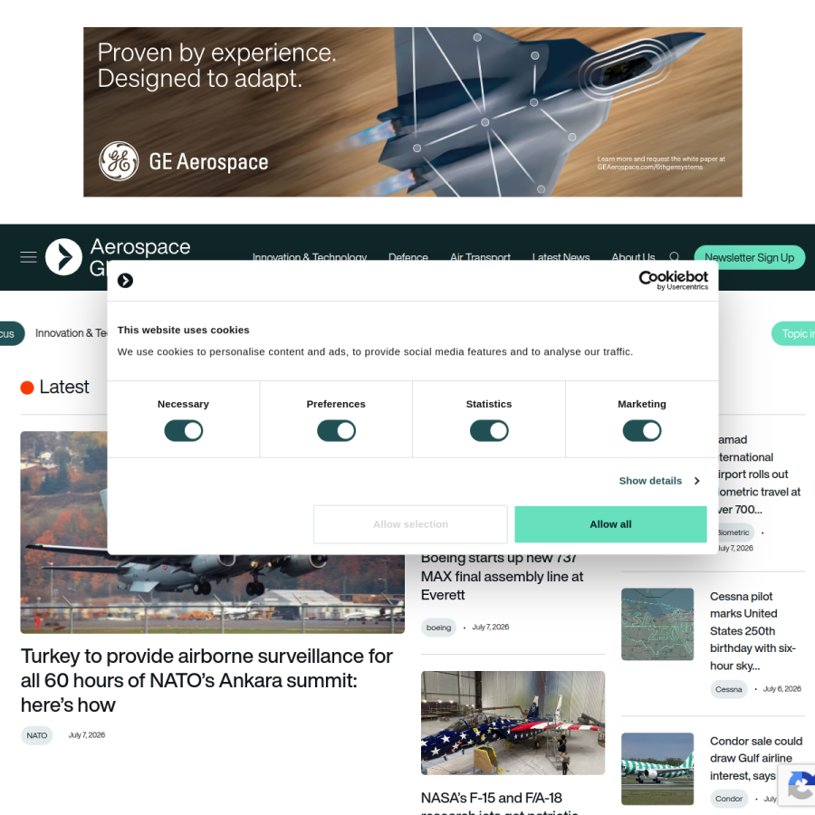 aerospaceglobalnews.com homepage screenshot
