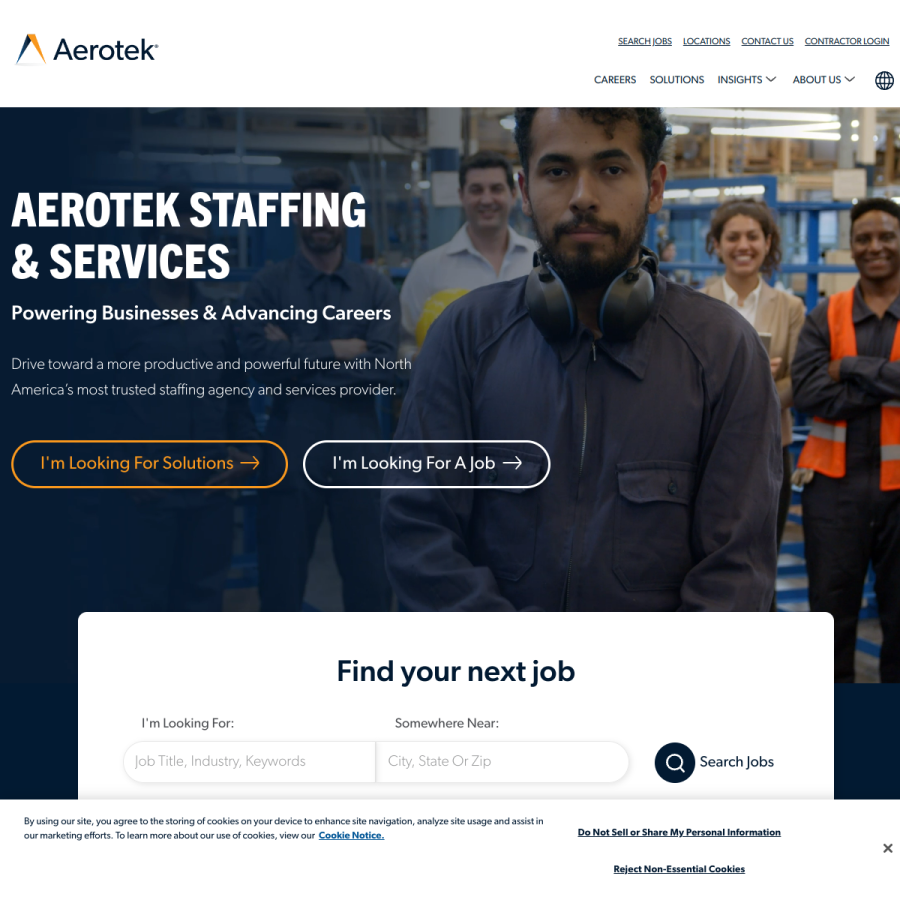 aerotek.com homepage screenshot