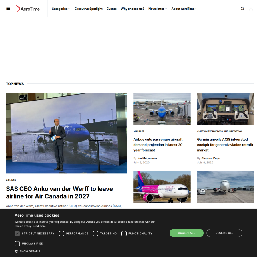 aerotime.aero homepage screenshot