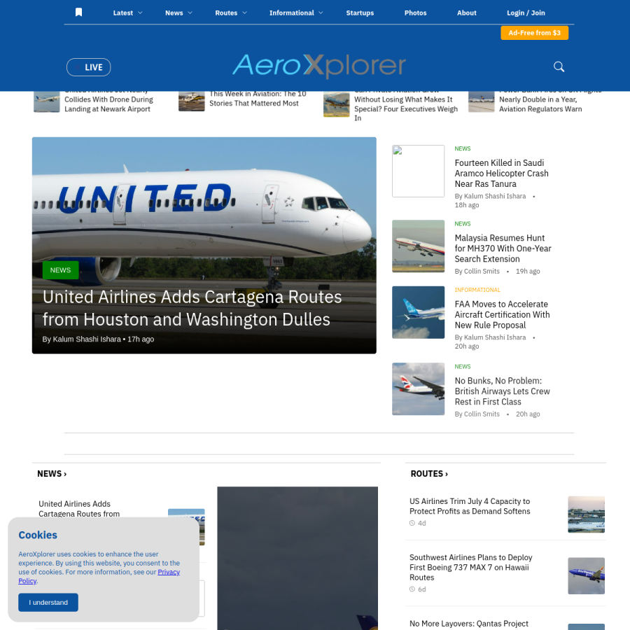 aeroxplorer.com homepage screenshot