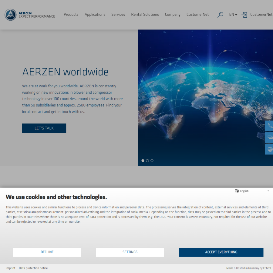 aerzen.com homepage screenshot