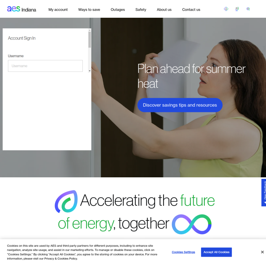 aesindiana.com homepage screenshot