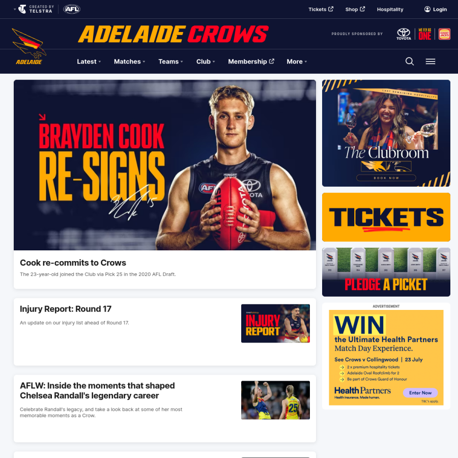 afc.com.au homepage screenshot