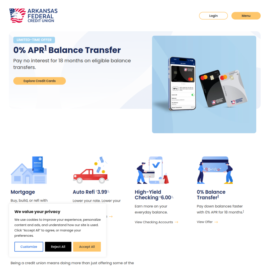 afcu.org homepage screenshot