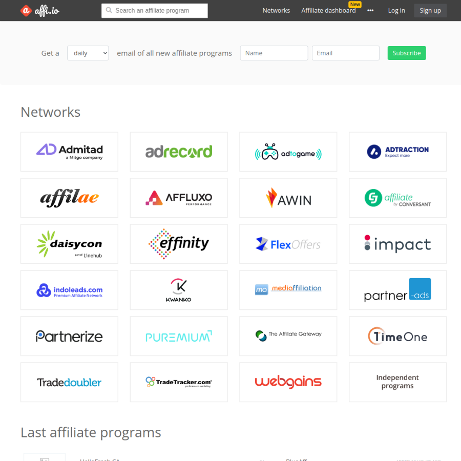 affi.io homepage screenshot