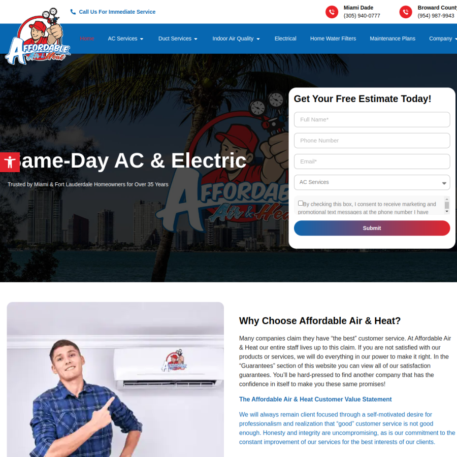 affordableair.com homepage screenshot