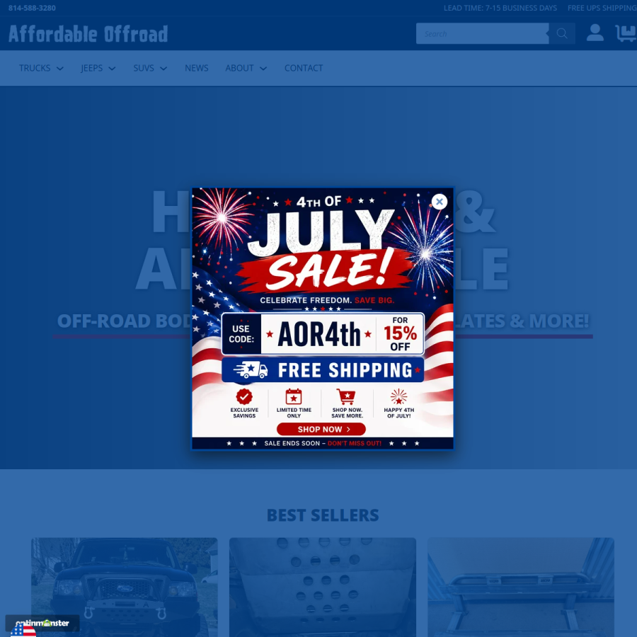 affordableoffroad.com homepage screenshot