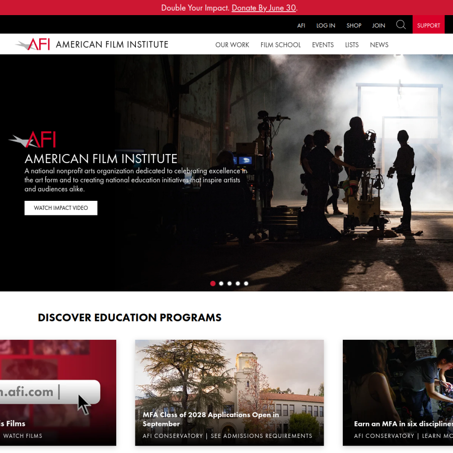 afi.com homepage screenshot