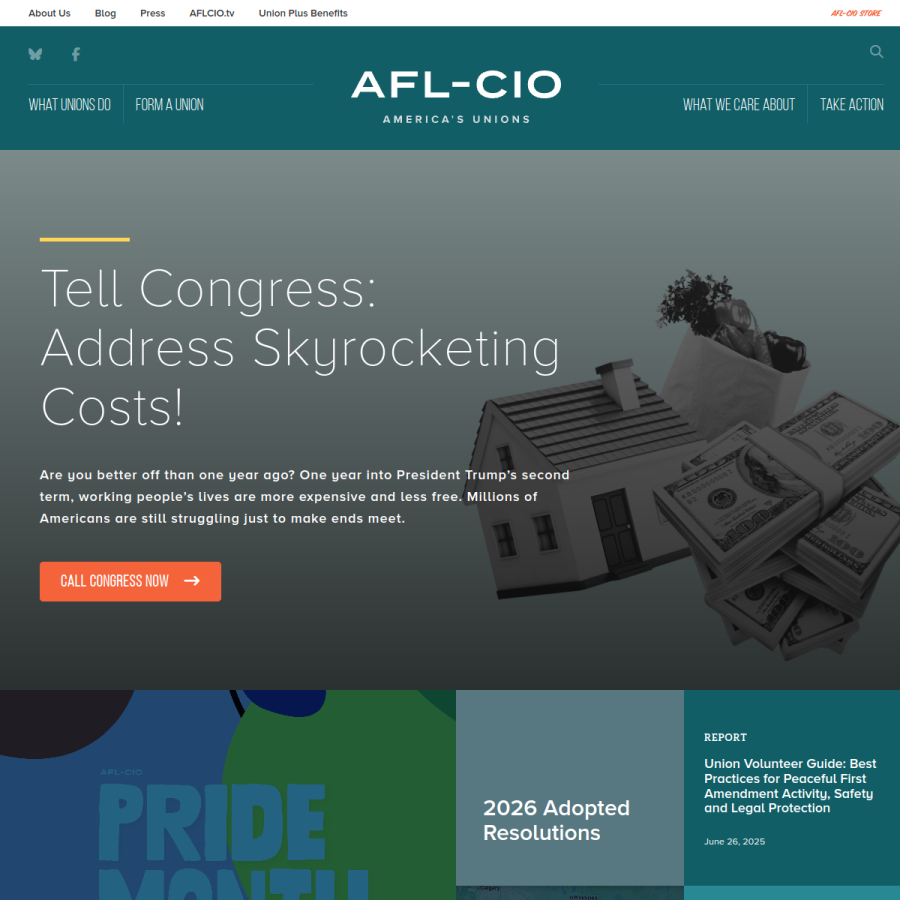 aflcio.org homepage screenshot