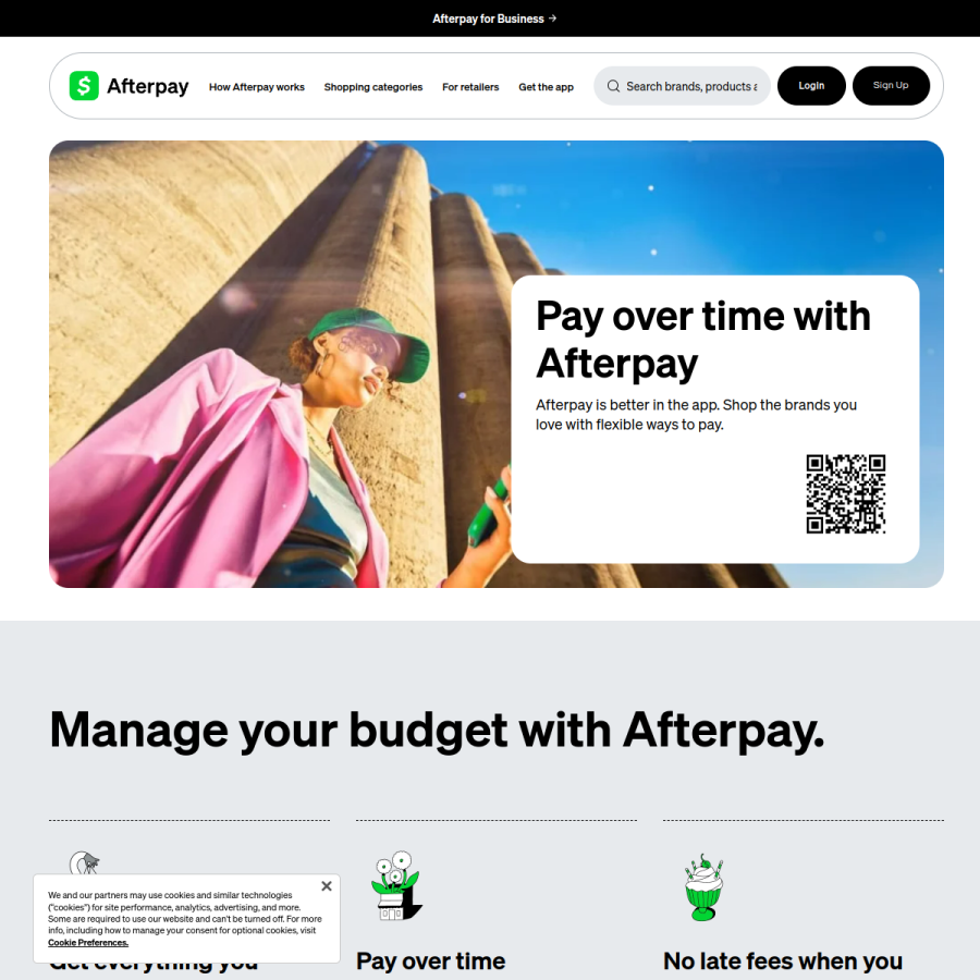 afterpay.com homepage screenshot