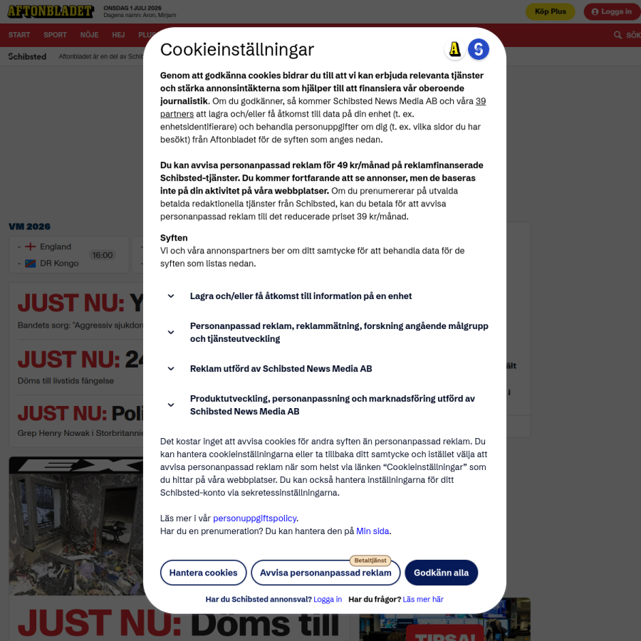 aftonbladet.se homepage screenshot