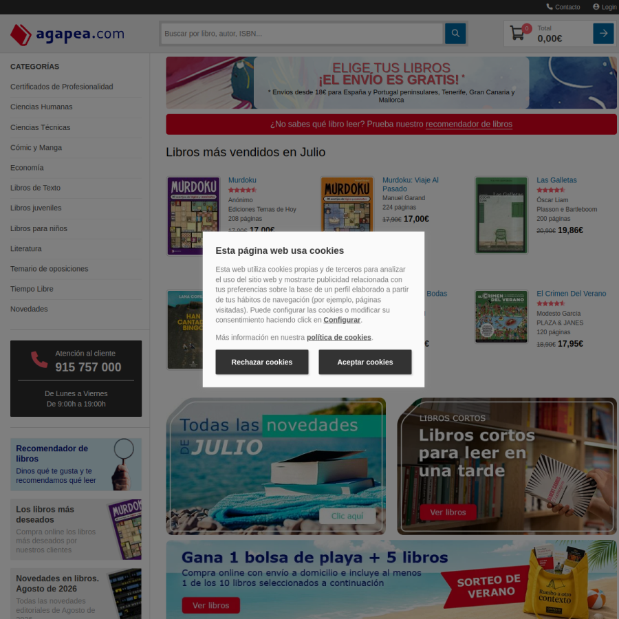 agapea.com homepage screenshot