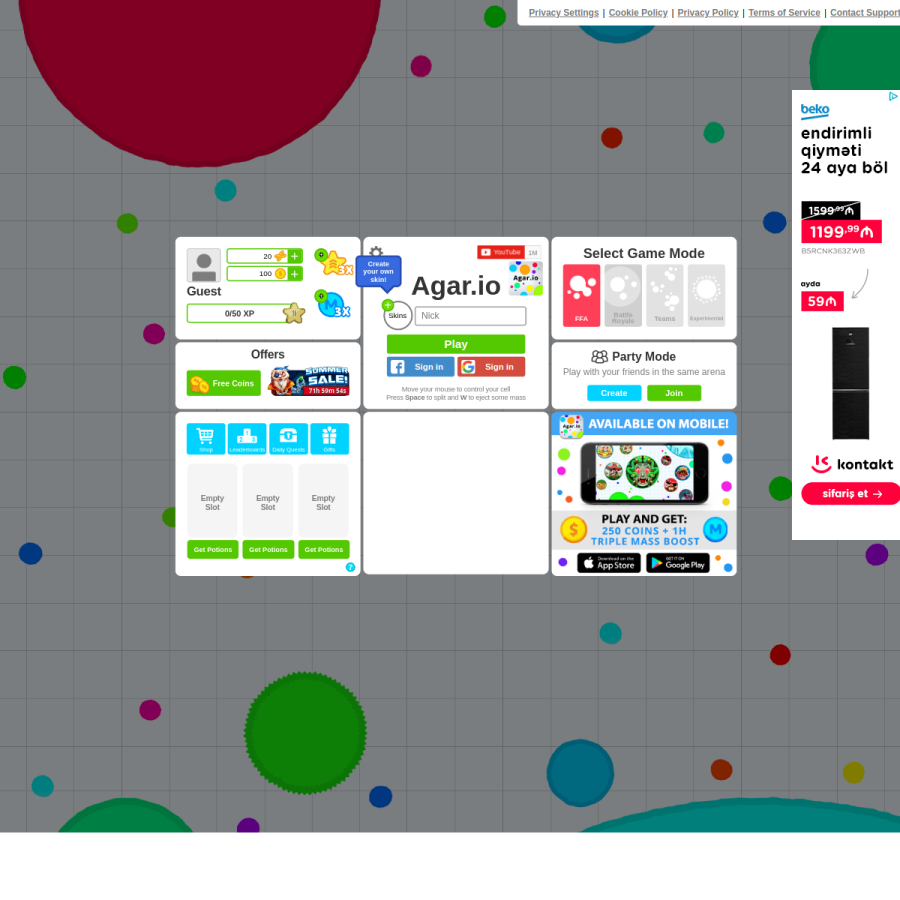 agar.io homepage screenshot