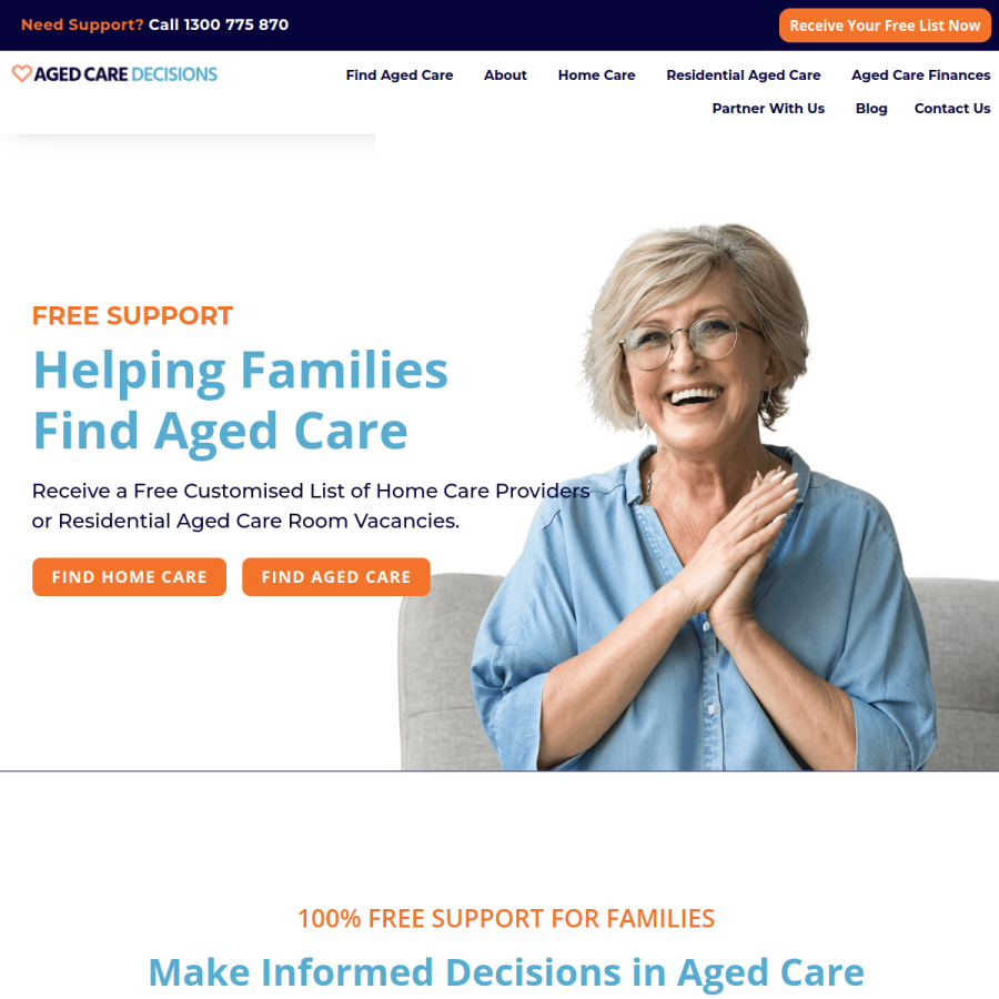 agedcaredecisions.com.au homepage screenshot