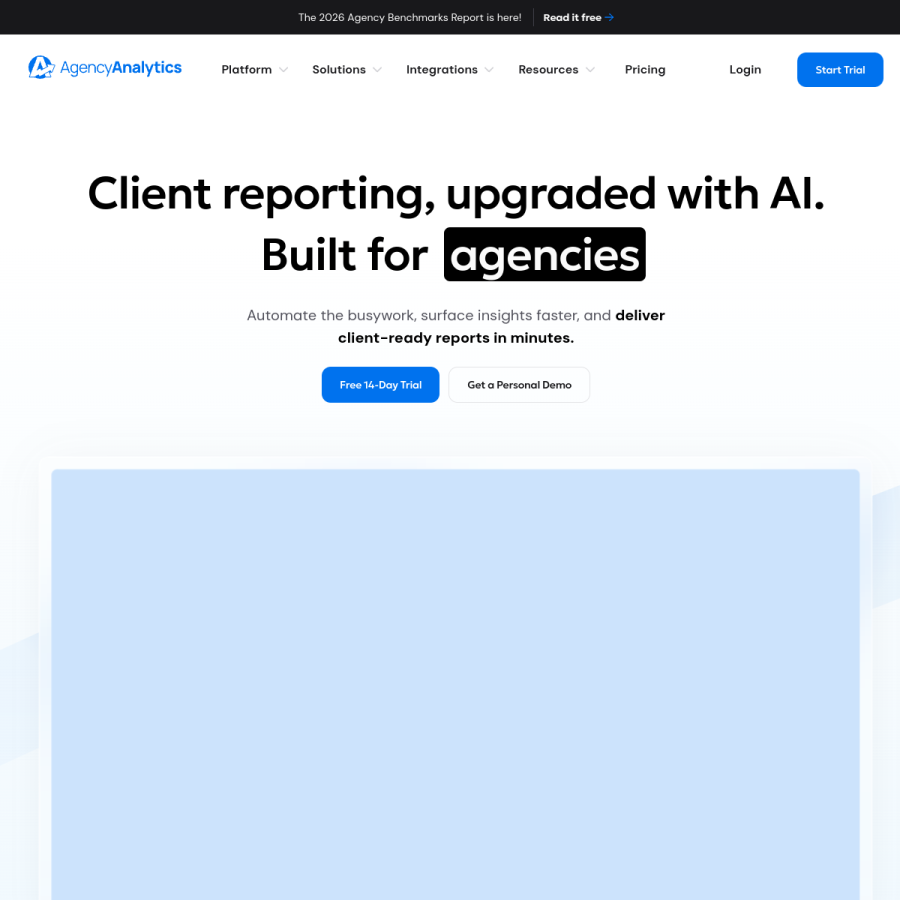 agencyanalytics.com homepage screenshot