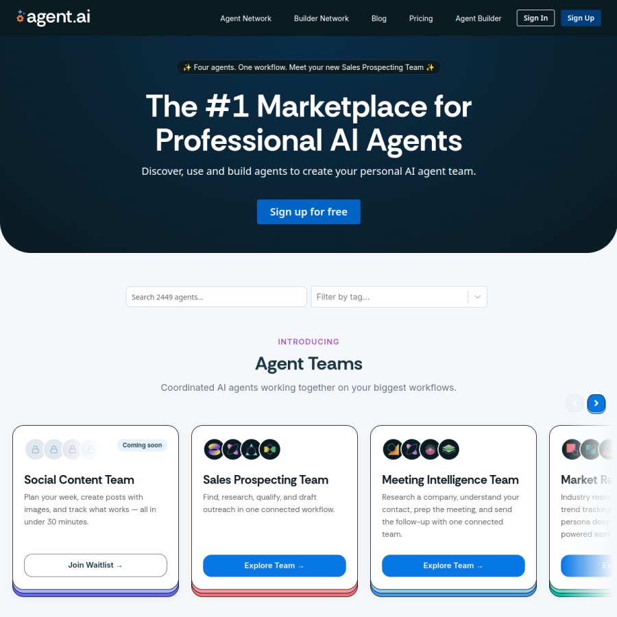 agent.ai homepage screenshot