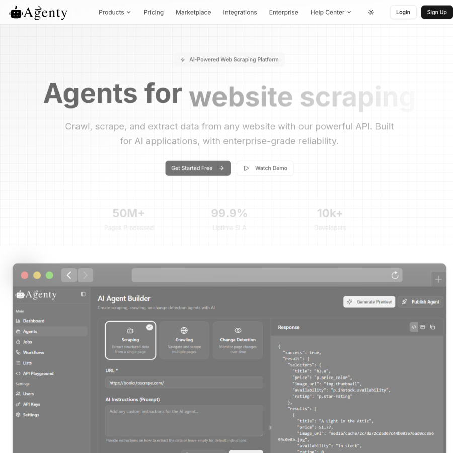 agenty.com homepage screenshot